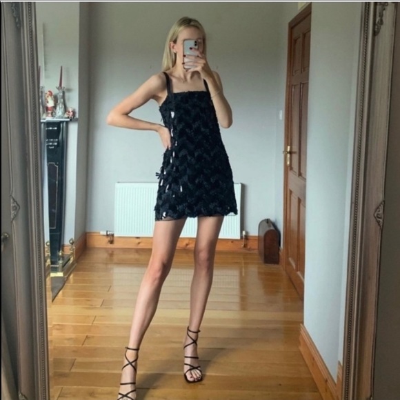 Zara Black Sequins Dress Bloggers Fave Size Medium NWT - Picture 3 of 11